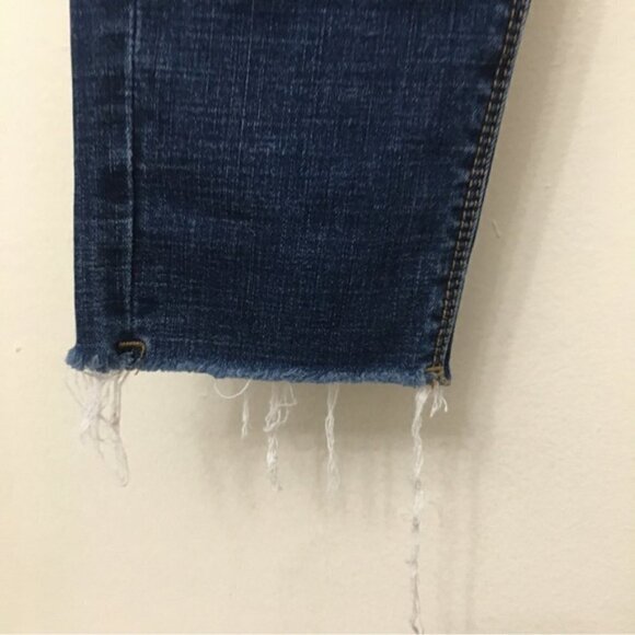 ACNE Studios Dark Wash Distressed Raw Hem Cropped Jeans - Picture 6 of 8